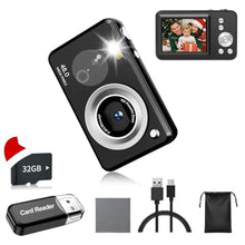 Load image into Gallery viewer, Digital Camera, FHD 1080P Point and Shoot Kids Camera, with 32GB Card,16X Zoom Anti Shake,48MP Compact Portable Small, for Starter Kid Children Teen Student Girl Boy, Black_1