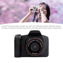 Load image into Gallery viewer, Digital Camera for Photography, 2.4 inch TFT LCD 16MP 1080P HD 16X Digital Zoom SLR Digital Camera with Telephoto Lens and Flash Comapct Anti Shake Vlogging Camera for Travel_454