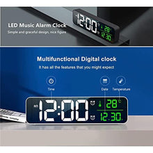 Load image into Gallery viewer, Digital Clock Large Display, Alarm Clock for Living Room Office Bedroom Decor, LED Corded Electric, Date Temp Display Wall Clock, Automatic Brightness Dimmer Smart Cool Modern Desk Accessories Black, Wiredblack_7955