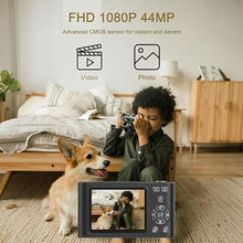 Load image into Gallery viewer, Digital Pocket Camera with 16X Zoom, 64GB Memory, FHD 1080P, Anti Shake - Compact Small Camera Gift for Boys Girls Kids (Black)_379