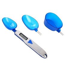 Load image into Gallery viewer, Digital Spoon Scale with 3pcs Measuring Spoon, Electronic Food Measure Scoop Baking Scale Gram Weight Electric Measuring Scoop 500g/0.1g High Precision Kitchen Gadgets for Coffee Milk Tea Flour Spices, bluesilver_1