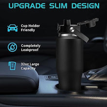 Load image into Gallery viewer, DIGJUPER 32oz Stainless Steel Water Bottle, Cold-48H & Hot-24H, Water Flask Thermal with Straw & Spout Lids, Pouch, Vacuum Insulated Bottle for Gift Black_6800