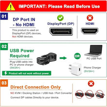 Load image into Gallery viewer, DisplayPort Splitter 1 in 2 Out, Display Port Splitter for Dual Monitors 4K@60Hz, Extended Display MST Hub for HDMI and DisplayPort Monitors, DP to DP/HDMI Adapter for Desktop/NVIDIA/AMD Graphics Card, Grey_791