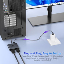 Load image into Gallery viewer, DisplayPort Splitter 1 in 2 Out, Display Port Splitter for Dual Monitors 4K@60Hz, Extended Display MST Hub for HDMI and DisplayPort Monitors, DP to DP/HDMI Adapter for Desktop/NVIDIA/AMD Graphics Card, Grey_793