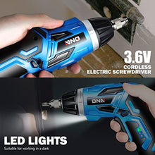 Load image into Gallery viewer, DNA MOTORING TOOLS-00236 Rechargeable 3.6V Cordless Electric Screwdriver Tool Kit with LED Worklight, Blue_930