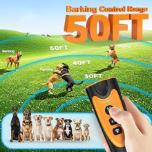 Load image into Gallery viewer, Dog Bark Deterrent Devices, 3X Ultrasonic Anti Barking Device for Dogs, 50 FT Range Stop Neighbors Dog Barks, Portable Dog Training Tool with Flashlight, Safe & Humane for Indoor Outdoor Use, Orange, Blackorange_482