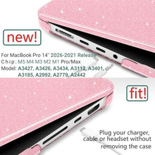 Load image into Gallery viewer, DONGKE Glitter Case for M5 MacBook Pro 14 inch M4 M3 M2 M1 2026 2024-2021 A3427 A3426 A3434 A3112 A3401 A3185 A2918 A2992 A2779 A2442 Pro Max, Bling Plastic Hard Shell Cover, Sparkly Pink, SparklyPink_621