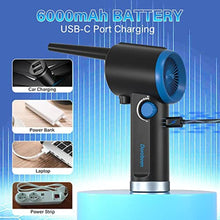 Load image into Gallery viewer, DOROBEEN Compressed Air Duster, Electric Air Duster, Cordless Air Duster, Canned Air Duster for Computer, Keyboard Cleaner, BLDC Motor - Stepless Speed - 6000mAh (Blue)_1398