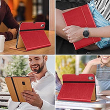 Load image into Gallery viewer, DTTO for iPad Air 11-inch Case M4/M3/M2 (2026/2025/2024), iPad Air 5th / 4th Generation (2022/2020), Premium Leather Business Folio Stand Cover with Pencil Holder - Auto Sleep/Wake, Red_8224
