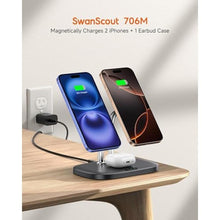 Load image into Gallery viewer, Dual Wireless Charger for iPhone 17, SwanScout 706M, Black_1218
