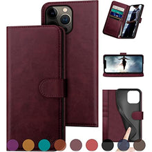 Load image into Gallery viewer, DuckSky for iPhone 15 Pro Max 6.7" Genuine Leather Wallet case RFID Blocking4 Credit Card HolderReal Leather Flip Folio Book Phone case Protective Cover Women Men for Apple15ProMax case Wine Red, WineRed_1