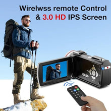 Load image into Gallery viewer, Dumjug 4K Video Camera Camcorder, 64MP UHD Vlogging Camera for YouTube, 21X Digital Zoom, 4K Camcorder for YouTube with External Microphone, Stabilizer, Remote, 2 Batteries, Remote, Memory Card, Black_333