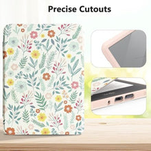 Load image into Gallery viewer, E NET-CASE Case for 7" Kindle Paperwhite 12th Gen 2024 Released & Kindle Colorsoft Signature Edition(1st Gen.2024/2025),Clear Back Shell Durable PU Leather Cover with Auto Sleep Wake,Floral Print, Raspberry_159