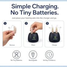 Load image into Gallery viewer, EarCentric EasyCharge Rechargeable Hearing Aids (Pair) for Seniors, Behind-The-Ear BTE Ear Aid PSAP digital Personal sound amplification products devices with Noise Cancellation (Beige)_2582