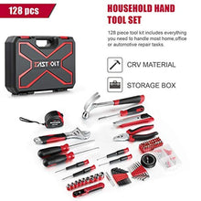 Load image into Gallery viewer, Eastvolt 128-Piece Home Repair Tool Set, Tool Sets for Homeowners, General Household Hand Tool Set with Storage Toolbox, EVHT12801, Black + Red (ASK01), BlackRed_7111
