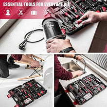 Load image into Gallery viewer, Eastvolt 128-Piece Home Repair Tool Set, Tool Sets for Homeowners, General Household Hand Tool Set with Storage Toolbox, EVHT12801, Black + Red (ASK01), BlackRed_7113