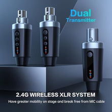 Load image into Gallery viewer, EBJ Wireless Microphone Transmitter Receiver 2.4Ghz, XLR Microphone Wireless System, Rechargeable Wireless Mic Adapter for Audio Mixer, Dynamic Mic, PA Speaker,electric guitar (M-04-2)_652