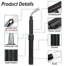 Load image into Gallery viewer, Electric Arc Flexible Neck Long Lighter,Retractable Length 11.4in to 27.55in,Rechargeable Windproof USB Lighter,360 Rotated Ignition Port, Lighters for Candle Fireplace Pilot Light BBQ Grill Black_411