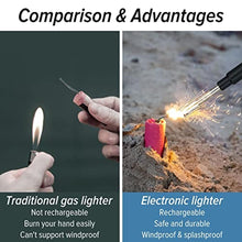 Load image into Gallery viewer, Electric Arc Flexible Neck Long Lighter,Retractable Length 11.4in to 27.55in,Rechargeable Windproof USB Lighter,360 Rotated Ignition Port, Lighters for Candle Fireplace Pilot Light BBQ Grill Black_412