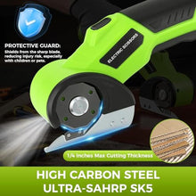 Load image into Gallery viewer, Electric Cardboard Cutter, 4V Cordless Electric Scissors with 2000mAh Battery & LED Light, Rotary Box Cutter Tool with Safety Lock & Replacement Blade for Cardboard & Fabric, Green_2036