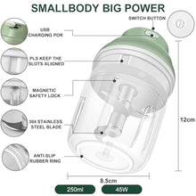 Load image into Gallery viewer, Electric Garlic Chopper, 250ML Garlic Mincer with Egg Beater, Mini Portable Vegetable Chopper, Onion Grinder Masher, USB Small Food Processor for Veggie, Garlic, Ginger, Chili(Green)_6646