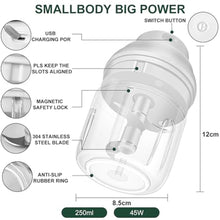 Load image into Gallery viewer, Electric Garlic Chopper, 250ML Garlic Mincer with Egg Beater, Mini Portable Vegetable Chopper, Onion Grinder Masher, USB Small Food Processor for Veggie, Garlic, Ginger, Chili(White)_6610
