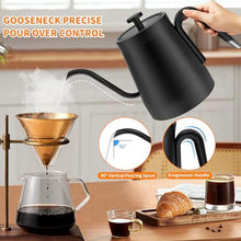 Load image into Gallery viewer, Electric Gooseneck Kettle, 1 Temperature Control One Click 197 Pour Over Kettle for Coffee & Brew Tea, Hot Water Boiler, Stainless Steel Inner Fast Heating & Keep Warm 12 Hours, 1200w, 0.8L, Black_587