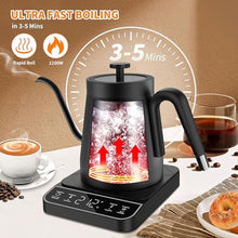 Load image into Gallery viewer, Electric Gooseneck Kettle, 1 Temperature Control One Click 197 Pour Over Kettle for Coffee & Brew Tea, Hot Water Boiler, Stainless Steel Inner Fast Heating & Keep Warm 12 Hours, 1200w, 0.8L, Black_588