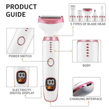 Load image into Gallery viewer, Electric Razors for Women, Bikini Trimmer for Women 5 in 1 Body Shaver for Nose Hair Face Eyebrow Arms Legs Armpit Underarm Pubic Area, Replaceable Lady Facial Razor Painless USB Charge Female Gift, Whitein_1474