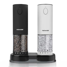 Load image into Gallery viewer, Electric Salt and Pepper Grinder Set, Adjustable Coarseness & LED Light, Rechargeable Large Capacity Stainless Steel Mill, Kitchen Appliances for Women Mom- Black/White, BlackWhite_1
