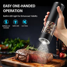 Load image into Gallery viewer, Electric Salt and Pepper Grinder Set, Automatic Salt and Pepper shakers with Upgraded 6-Level External Adjustable Coarseness, Battery Operated, Larger Capacity with Led for Home Kitchen (Black/Black), BlackBlack_1844
