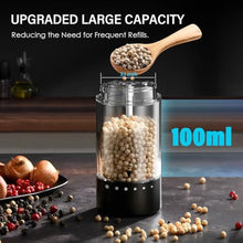 Load image into Gallery viewer, Electric Salt and Pepper Grinder Set, Automatic Salt and Pepper shakers with Upgraded 6-Level External Adjustable Coarseness, Battery Operated, Larger Capacity with Led for Home Kitchen (Black/Black), BlackBlack_1846