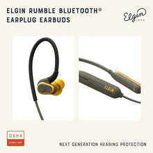 Load image into Gallery viewer, Elgin Rumble Bluetooth Earplug Earbuds, 27 dB Noise Reduction Wireless Headphones with Noise Cancelling Mic, 20 Hour Battery Life, IP67 Waterproof, OSHA Compliant Hearing Protection for Work, GrayGreen_5776