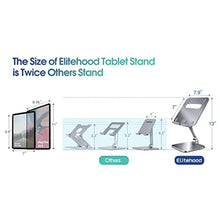 Load image into Gallery viewer, Elitehood Aluminum iPad Pro 12.9 Stand, Adjustable iPad Holder for Desk, Large Back Portable Monitor Stand, Compatible with 15.6' Monitor, iPad Pro 12.9, iPad Air Mini 6 5, Grey_521