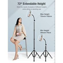 Load image into Gallery viewer, elitehood Metal iPad Tripod Stand & Adjustable 72 Gooseneck Tablet Floor Holder, Heavy Duty Aluminum iPad Floor Stand for Pro 12.9 11, Mini, Air, iPhone and 4.7-12.9" Tablets Cell Phones, Black_8005