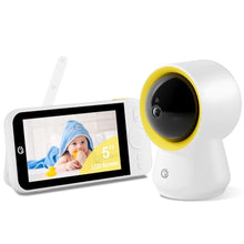 Load image into Gallery viewer, Ellie Baby Monitor No WiFi, Baby Monitor with Camera and Audio, 5" IPS 1080P with Wall Mount, 6000mAh Battery, 1000ft Range, Smart Monitoring 24hrs Playback, AI Cry Detection & Sleep Tracking, Yellow_1