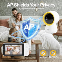 Load image into Gallery viewer, Ellie Baby Monitor No WiFi, Baby Monitor with Camera and Audio, 5" IPS 1080P with Wall Mount, 6000mAh Battery, 1000ft Range, Smart Monitoring 24hrs Playback, AI Cry Detection & Sleep Tracking, Yellow_1707