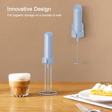 Load image into Gallery viewer, ELMWAY Rechargeable Milk Frother Handheld, Electric Coffee Frother Wand with Charging Stand & Wall Mount, Handheld Drink Mixer & Foam Maker for Coffee, Latte, Cappuccino, Matcha, Protein Powder, Blue_5242