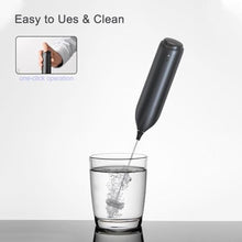 Load image into Gallery viewer, ELMWAY Rechargeable Milk Frother Handheld, Electric Coffee Frother Wand with Charging Stand & Wall Mount, Handheld Drink Mixer & Foam Maker for Coffee, Latte, Cappuccino, Matcha, Protein Powder, Black_5272
