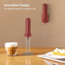 Load image into Gallery viewer, ELMWAY Rechargeable Milk Frother Handheld, Electric Coffee Frother Wand with Charging Stand & Wall Mount, Handheld Drink Mixer & Foam Maker for Coffee, Latte, Cappuccino, Matcha, Protein Powder, Red_5264