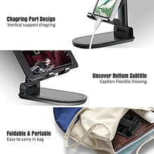 Load image into Gallery viewer, ELV Adjustable Cell Phone Stand - Foldable Portable Holder Cradle for Desk, Desktop Charging Dock - for Android, iPhone, iPad, Tablets, eReaders Smartphones (Black)_1822