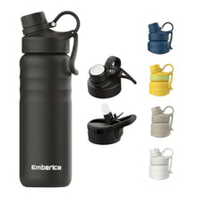 Load image into Gallery viewer, EmberIce double wall Insulated Stainless Steel Water Bottle with Straw, Lid, 12hr Hot and 24hr Cold Drinks, 24 oz (Caledon, 24 oz)_1