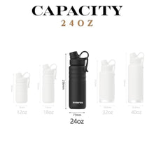 Load image into Gallery viewer, EmberIce double wall Insulated Stainless Steel Water Bottle with Straw, Lid, 12hr Hot and 24hr Cold Drinks, 24 oz (Caledon, 24 oz)_5761