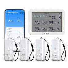 Load image into Gallery viewer, eMylo WiFi Indoor Outdoor Thermometer Hygrometer with 4 Remote Sensors, White_1