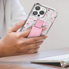 Load image into Gallery viewer, ENCASED Finger Loop Case, Designed for iPhone 15 Pro Max (2023) Cute Floral Hand Strap Cover with Silicone Grip Phone Holder (Clear/Pink Flowers), PinkFlowers_7471