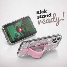 Load image into Gallery viewer, ENCASED Finger Loop Case, Designed for iPhone 15 Pro Max (2023) Cute Floral Hand Strap Cover with Silicone Grip Phone Holder (Clear/Pink Flowers), PinkFlowers_7472