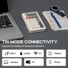 Load image into Gallery viewer, EPOMAKER EK21 VIA Gasket Number Pad w/ 1000mAh Battery, BT 5.0/2.4GHz/Wired, RetroWhite_771