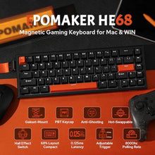 Load image into Gallery viewer, EPOMAKER HE68 Wired Magnetic Gaming Keyboard, 8K Polling Rate, 0.125ms Latency, RGB Backlight, Gasket Mount, USB-A to C, Portable for Mac/PC/PS/Switch (Black & Red), BlackRed_2864