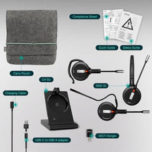 Load image into Gallery viewer, EPOS Impact 5000 Go MS 3-in-1 Wireless DECT Headset with USB-A Dongle, Foldable Charge Stand, Microsoft Teams Certified, Noise-Cancelling Mic, Up to 135m Range, Black_80