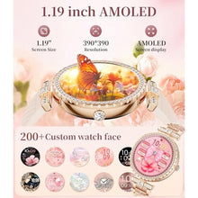 Load image into Gallery viewer, ESFOE Smart Watches for Women,1.19 AMOLED Smart Watch Women Answer Make Calls,IP68 Waterproof Fitness Tracker,Heart Rate Sleep Monitor,100+ Sports Pedometer Watch for Android iOS Phone,Gift,Rose Gold, RoseGoldDiamondMetalStrap_1635